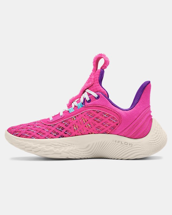 Grade School Curry Flow 9 Basketball Shoes, Pink, pdpMainDesktop image number 1